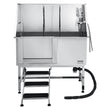 VEVOR 50 Inch Dog Grooming Bath Tub Stainless Steel w Stairs Water Filter Left