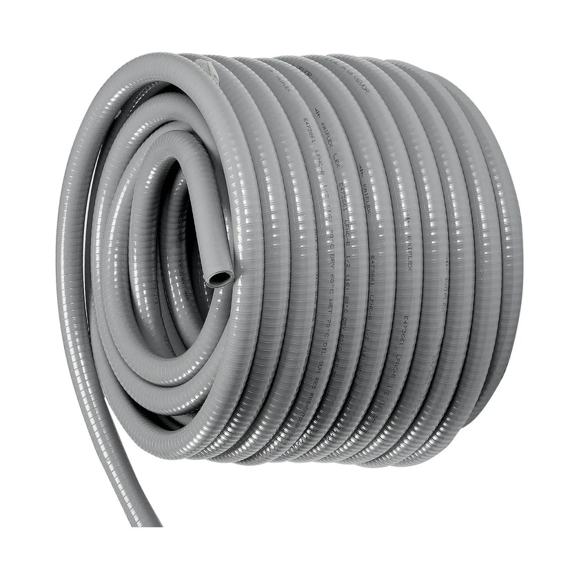 VEVOR 1-Inch Flexible Electrical Conduit, 100 ft, PVC Liquid-Tight Conduit Non-Metallic with 5 Straight and 5 90-Degree Conduit Connector Fittings, for Air Conditioning Motor Controller Pump, IP65
