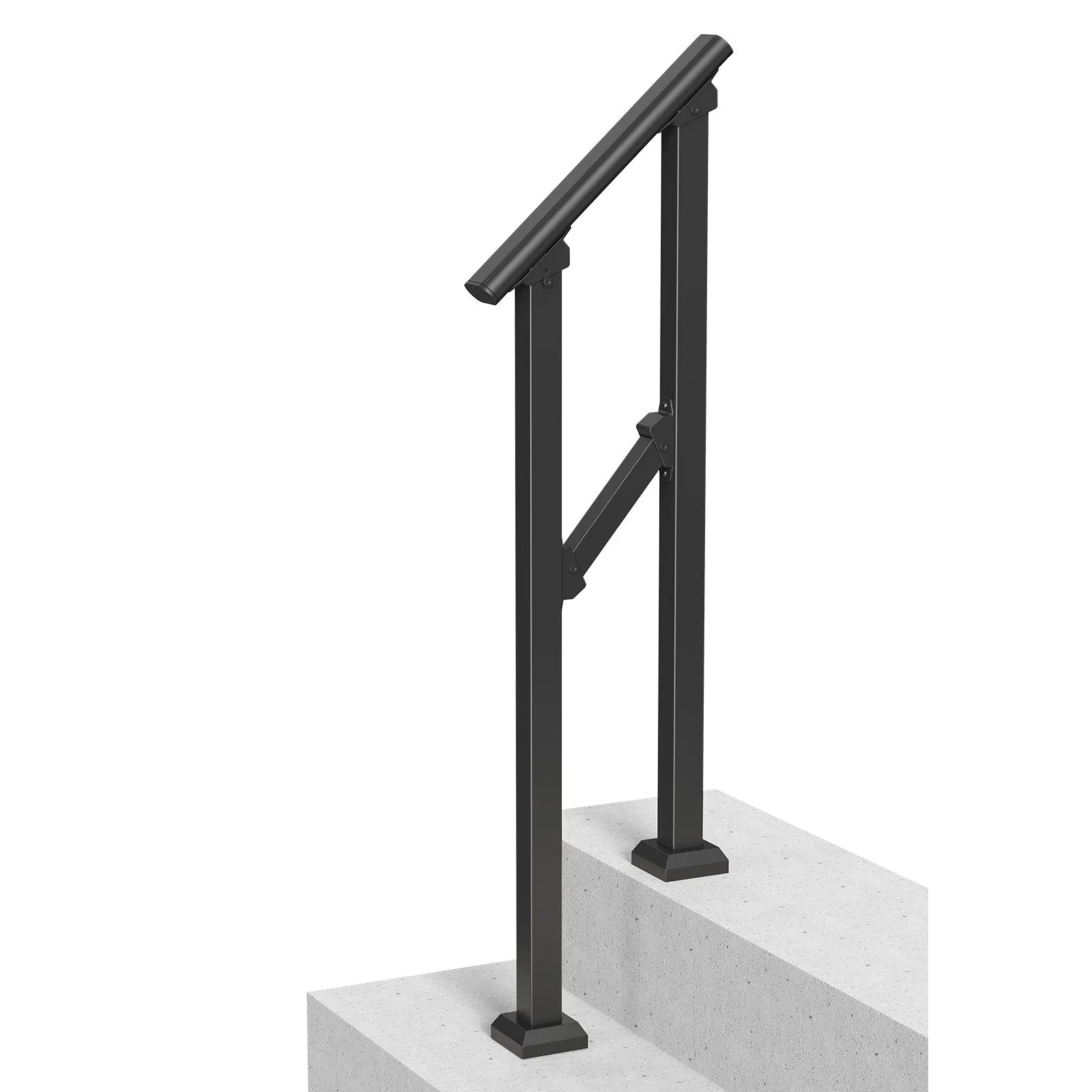 VEVOR 1-2 Handrails for Outdoor for Seniors Porch Deck Black Square Tube Steel