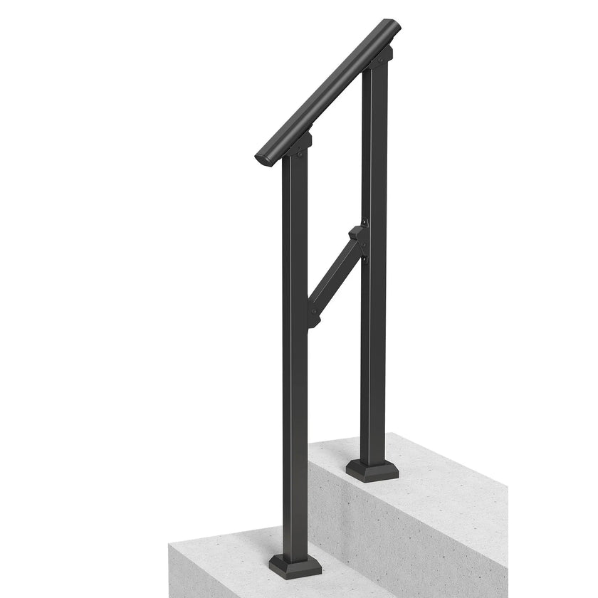VEVOR 1-2 Handrails for Outdoor for Seniors Porch Deck Black Square Tube Steel