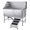VEVOR 62 Inch Dog Grooming Bath Tub Stainless Steel w Ramp Water Filter