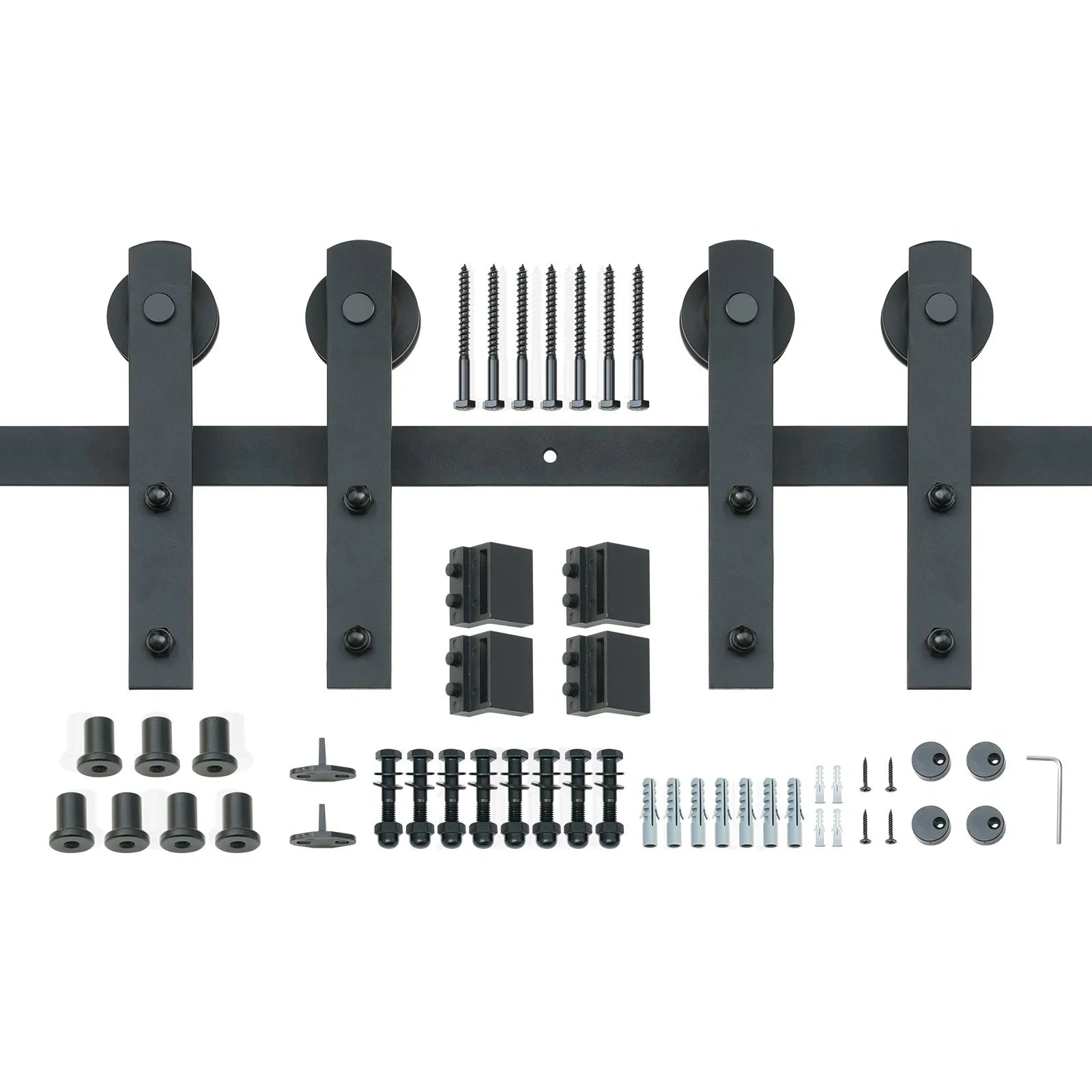 VEVOR 8FT Sliding Barn Door Hardware Kit, 330LBS Heavy Duty Barn Door Track Kit for Double Doors, Fit 3.7-4.3FT Total Wide and 1.3