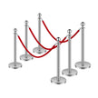 VEVOR 6 Pcs Silver Stanchion Post 3 Red Velvet Ropes Sand Injection Hollow Base