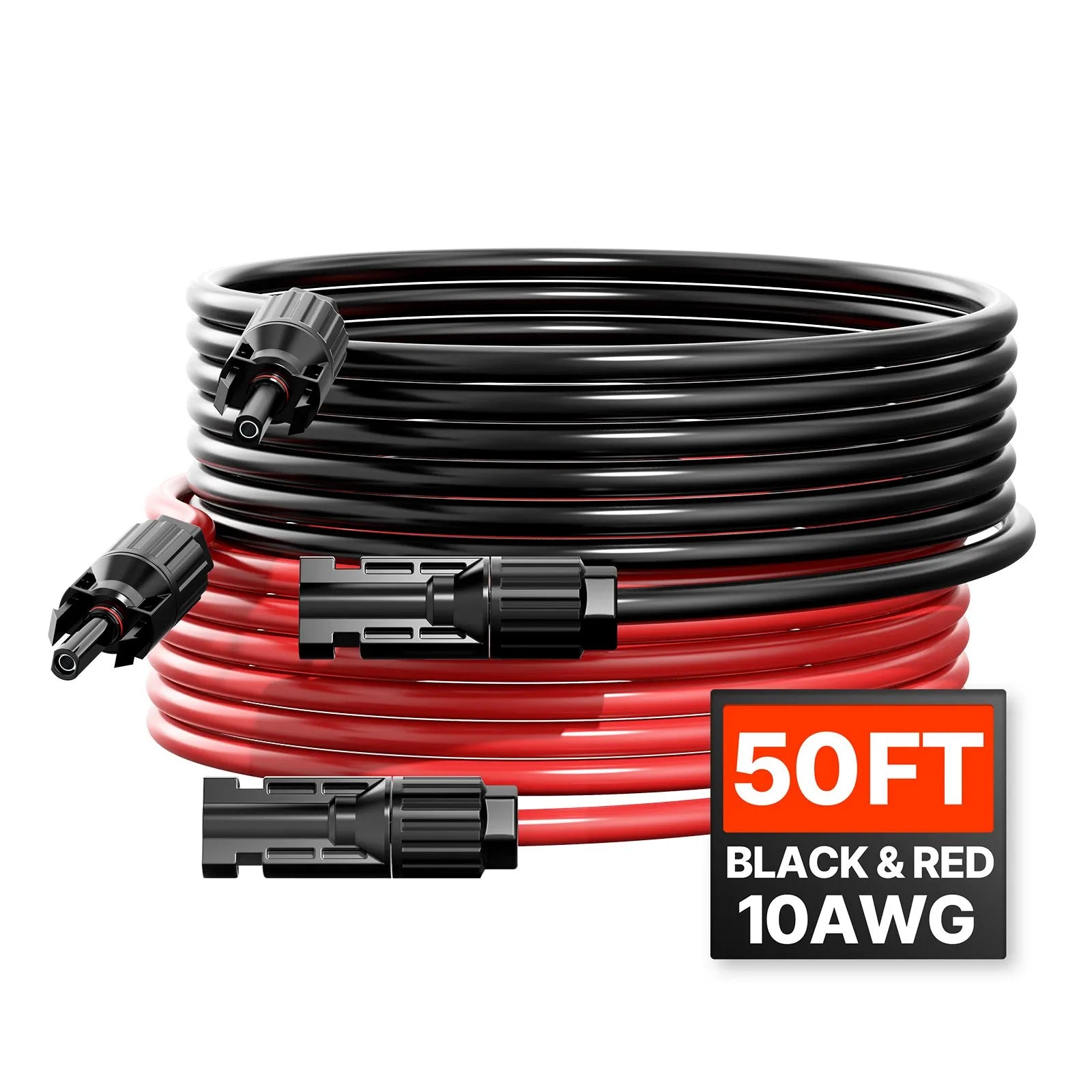 VEVOR 50FT Solar Panel Extension Wire with Female & Male Connectors 10AWG 1 Pair