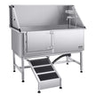 VEVOR 62 Inch Dog Grooming Bath Tub Stainless Steel w Ramp Water Filter Left