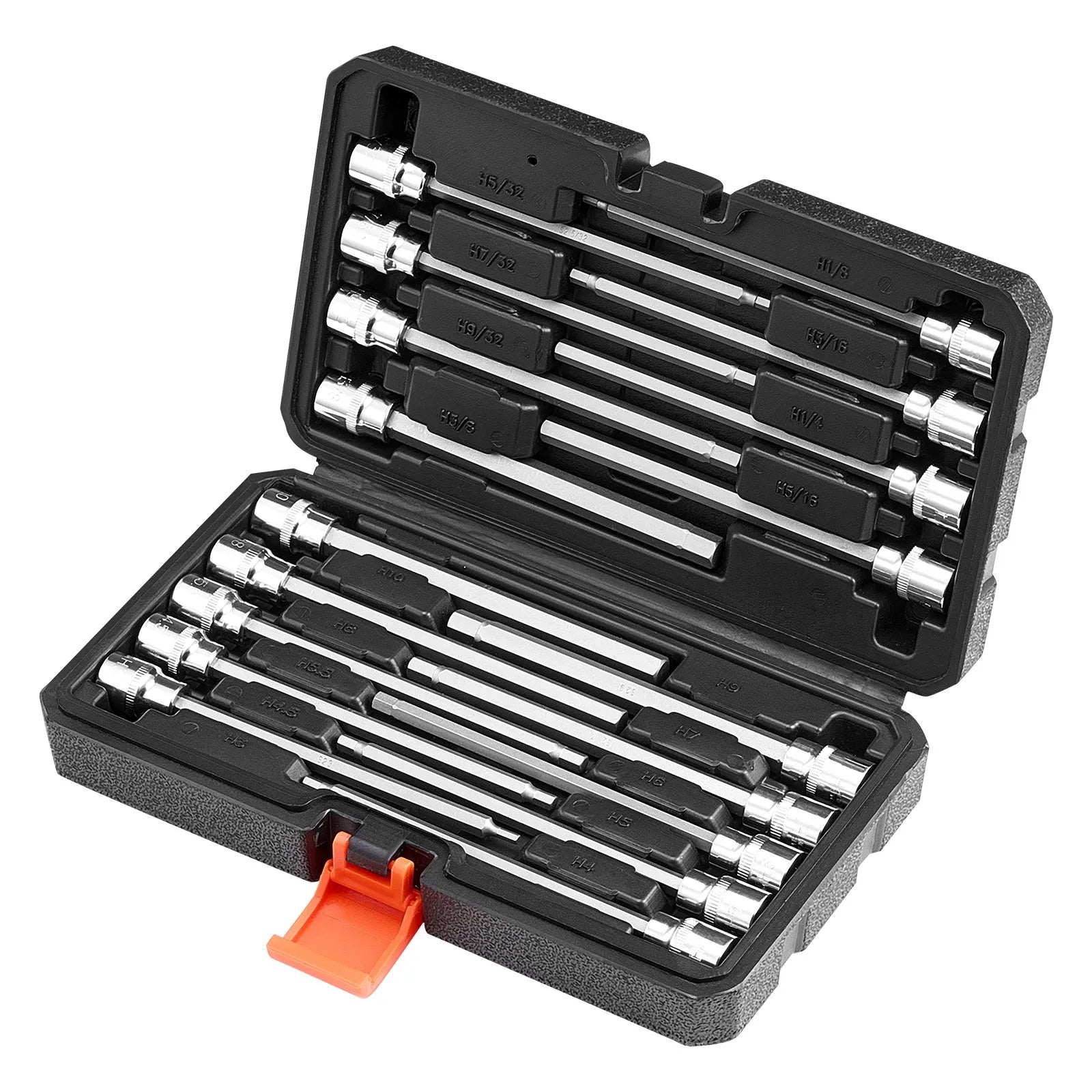 Extra Long Allen Hex Bit Socket Set 18-Piece 3/8 inch Drive S2 Alloy Steel Cr-V