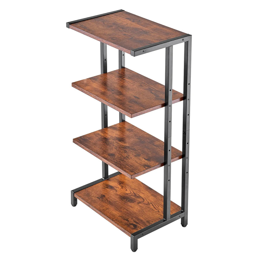 VEVOR 4-Tier AV Media Stand Height-Adjustable Wooden Audio-Video Media Stand