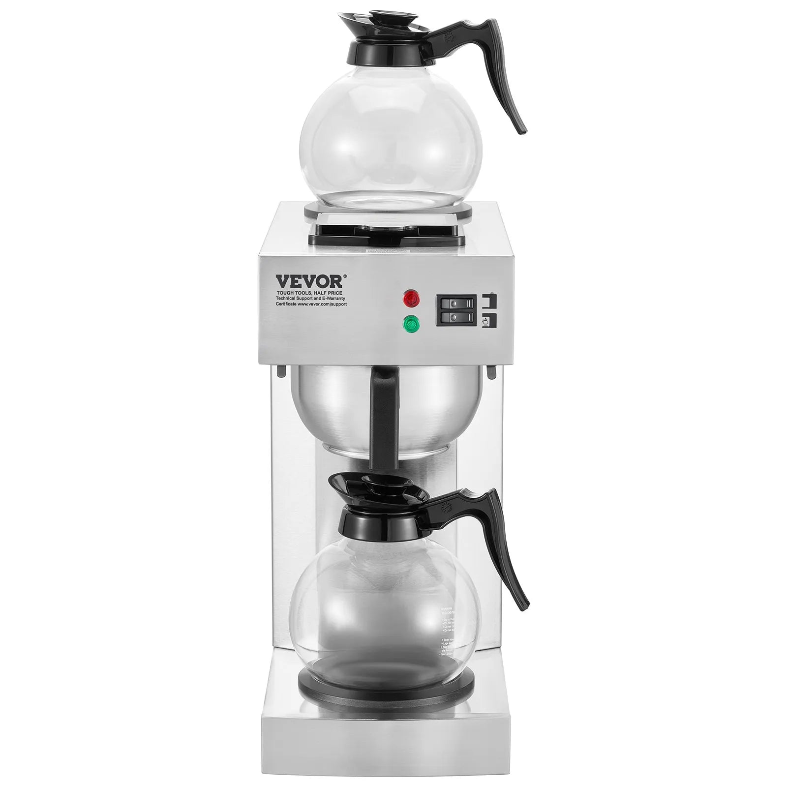 VEVOR 12 Cups Commercial Drip Coffee Maker with 2 Glass Carafes and 2 Warmers