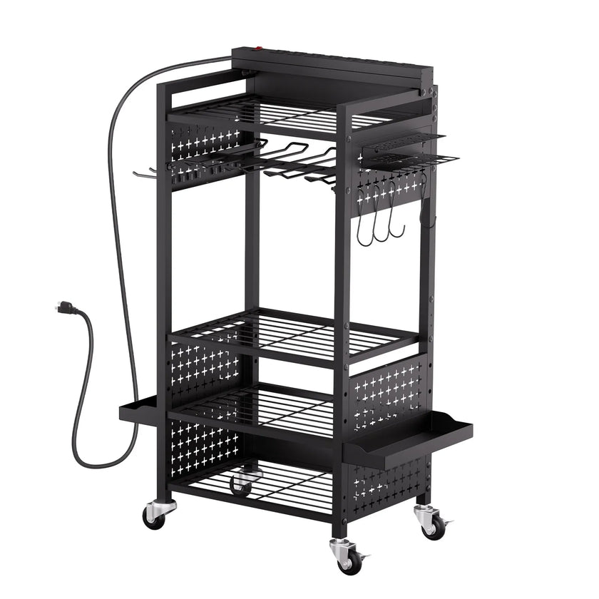 VEVOR 5-tier Tool Organizer Cart with Charging Station Garage Cart on Wheels