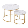 VEVOR Nesting Coffee Table Set of 2 Round Coffee Table 23.6 in (White & Gold)