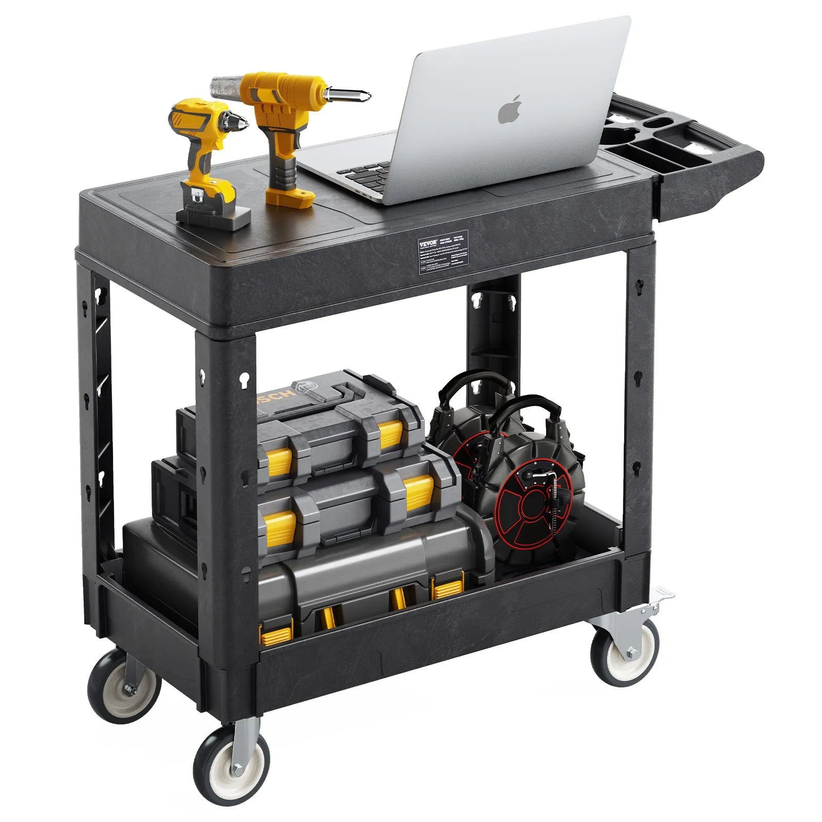 VEVOR 2-shelf Utility Cart 550 lbs 31.3 x 17.7-inch Service Cart with Wheels