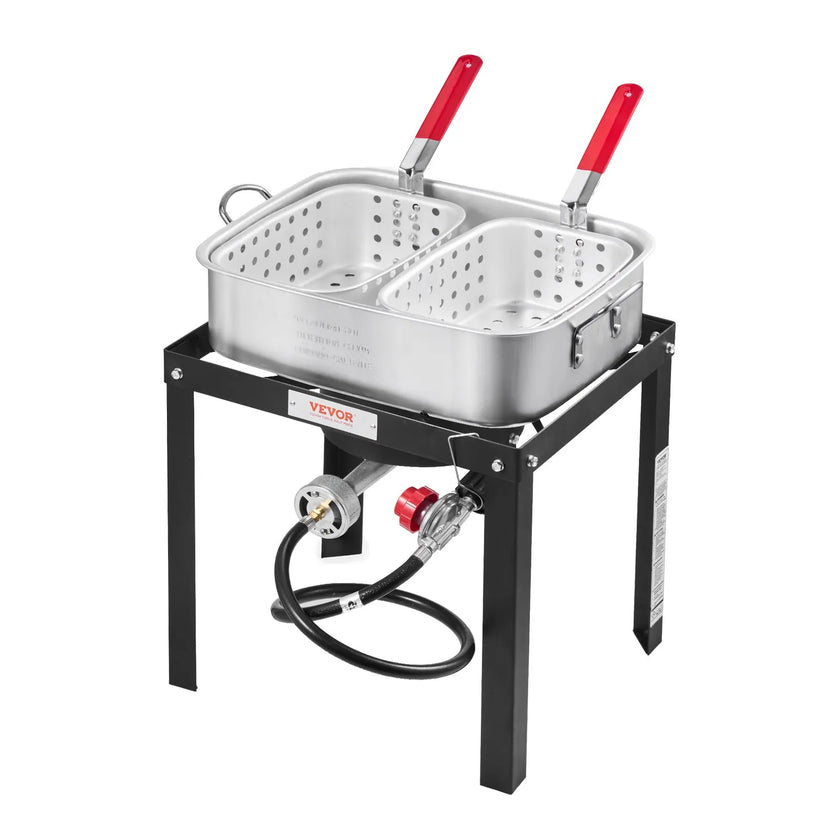 VEVOR 18 Qt Fish and Wing Fryer Aluminum Outdoor Propane Deep Fryer Kit 2 Basket