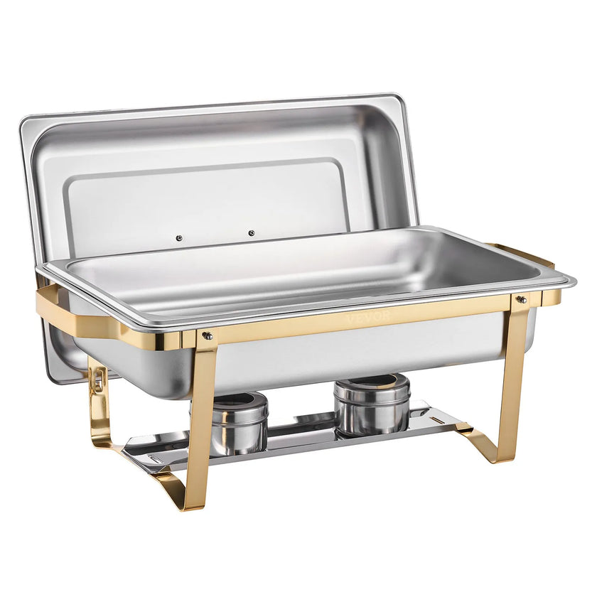 VEVOR 8 Qt 4 Pack Rectangle Chafing Dish Buffet Set Full-Size & Half-Size Pans