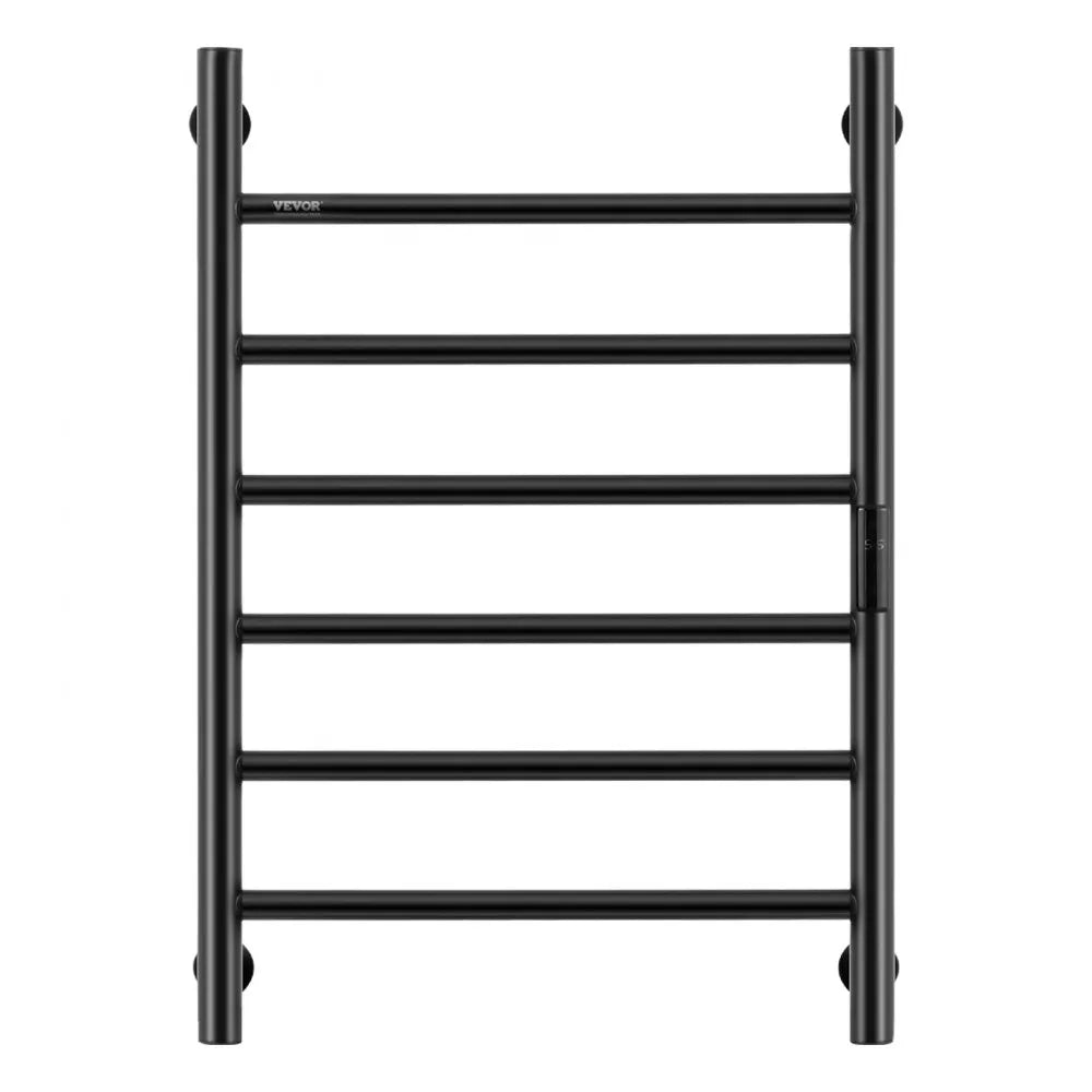 VEVOR 6 Bars Towel Warmer Rack Wall Mounted Heated Towel Rack for Bathroom Black