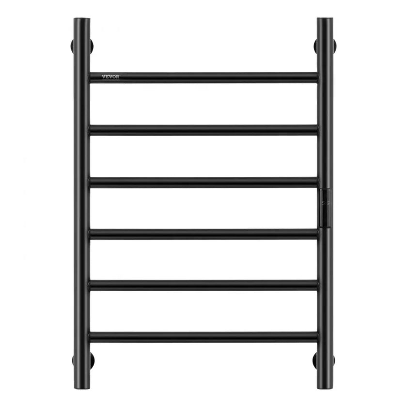 VEVOR 6 Bars Towel Warmer Rack Wall Mounted Heated Towel Rack for Bathroom Black