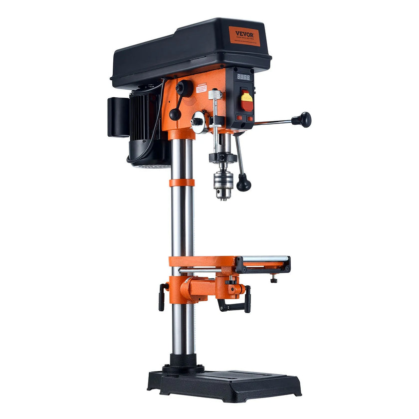 VEVOR 12 in Benchtop Drill Press, 5 Amp 120V, Variable Speed Cast Iron Bench Drill Press, 12 in Swing Distance 0-45° Tiltling Worktable with Laser Work Light, Tabletop Drilling Machine for Wood Metal