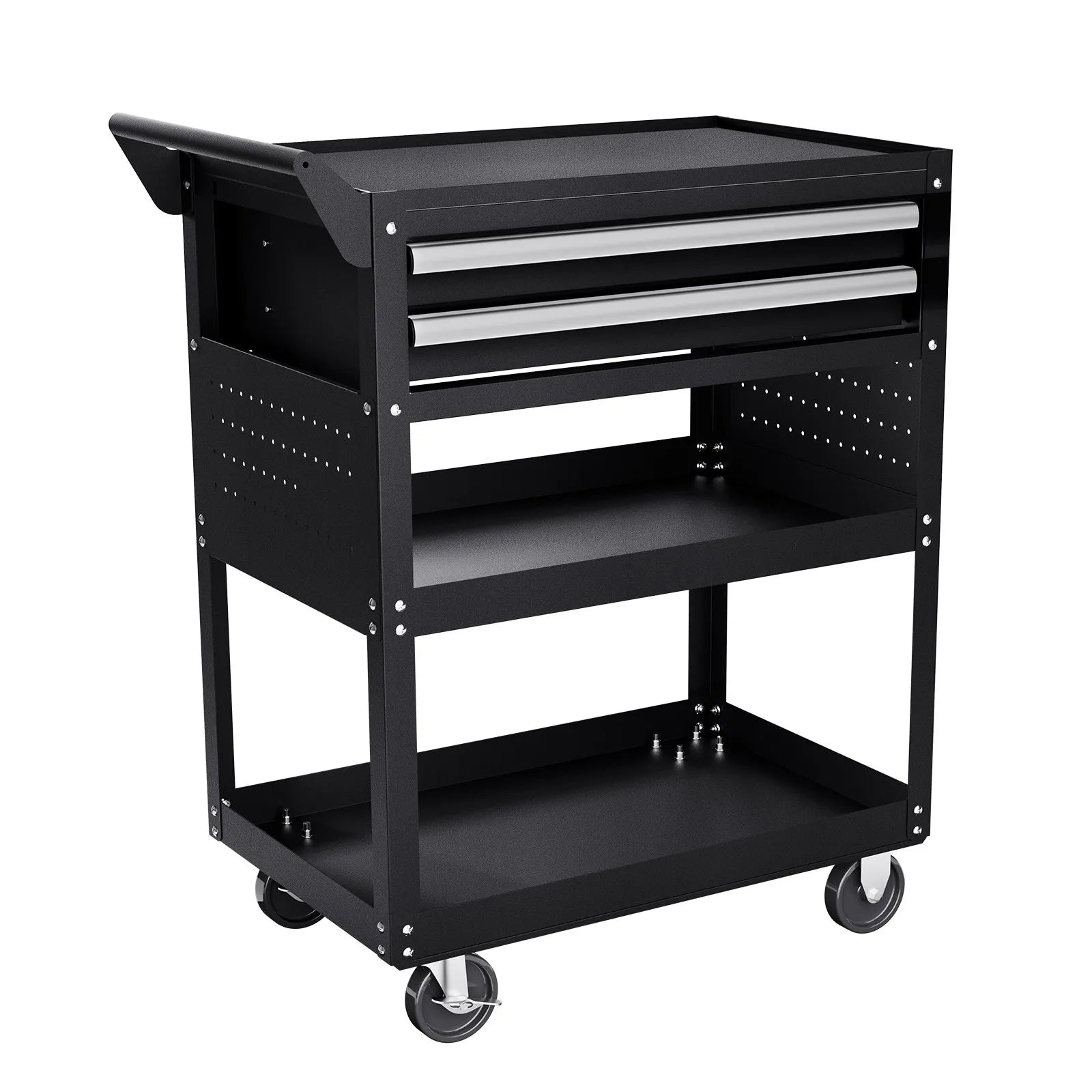 VEVOR 5-Tier Tool Cart on Wheels 400 lb Rolling Work Cart with Drawer & Pegboard