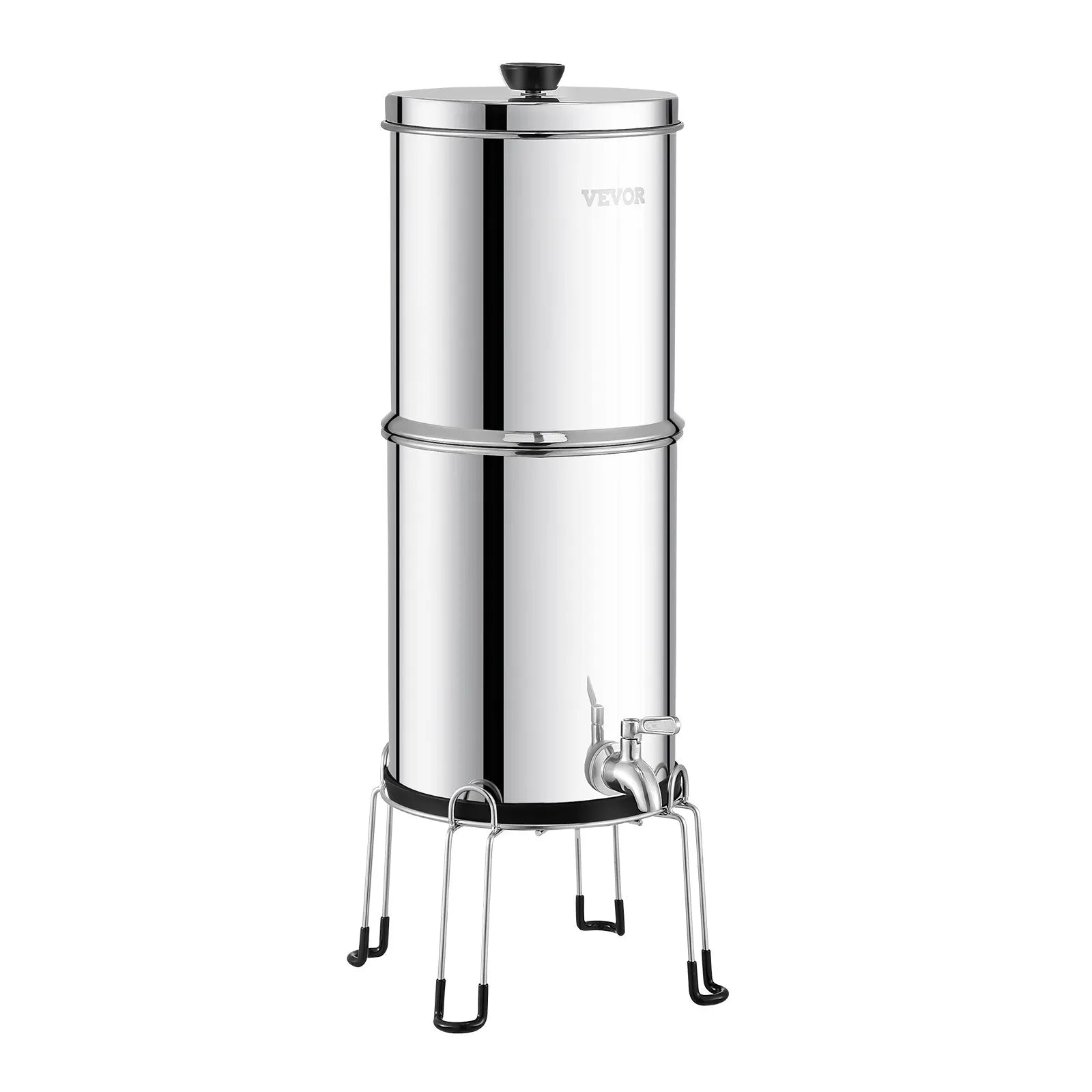 VEVOR 2.25G Gravity-fed Water Filter Countertop System Stainless Steel 2 Filters