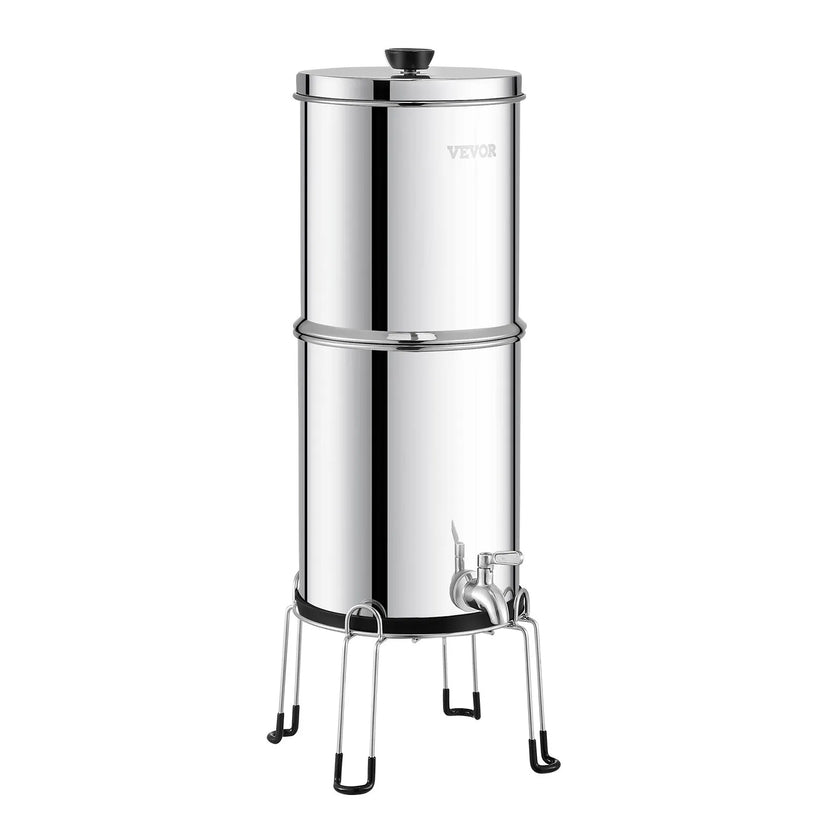 VEVOR 2.25G Gravity-fed Water Filter Countertop System Stainless Steel 2 Filters