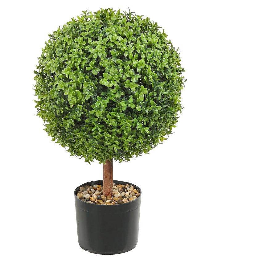 VEVOR 2x Artificial Boxwood Ball Ø40,6cm Garden Deco Boxwood in Flowerpot Ball Artificial Boxwood Ball Artificial Plant made of PE, Wood, PP incl. 4 pcs. Decorative butterflies and 10 pcs. Replacement
