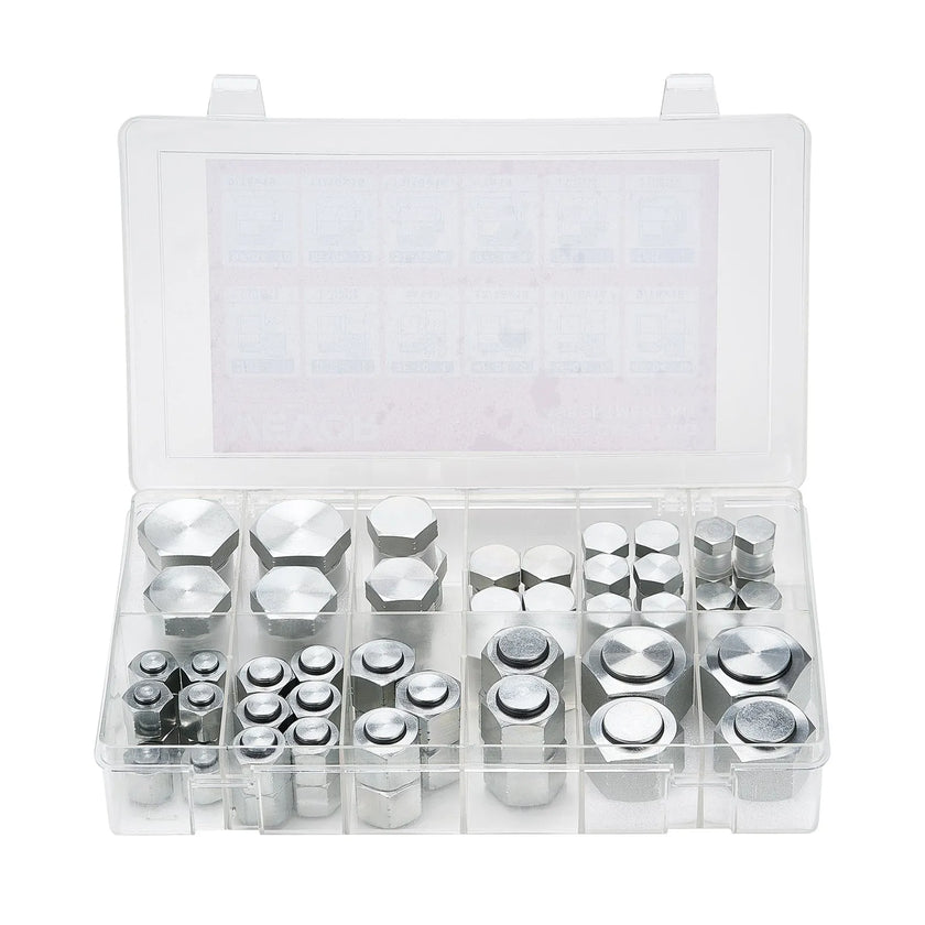 VEVOR 72 PCS ORFS O-Ring Plug and Cap Hydraulic Sealing Fittings Kit Sizes 4-16