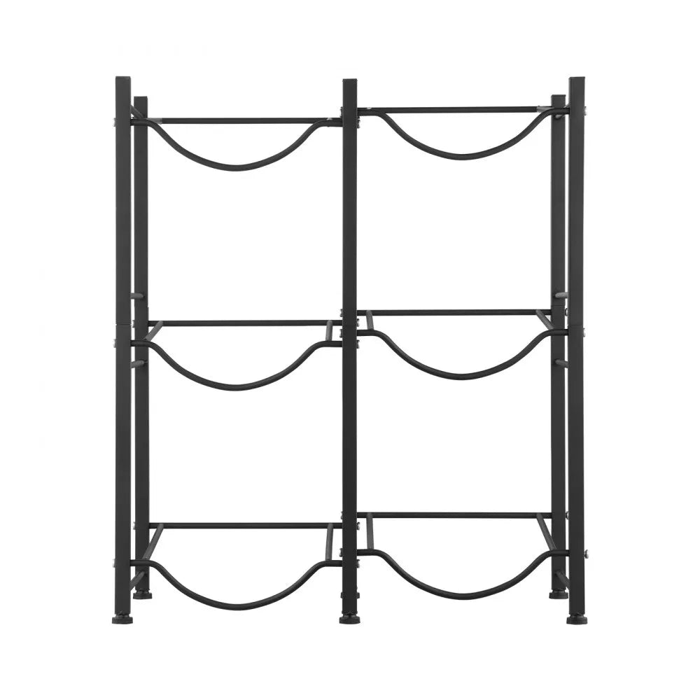 VEVOR 3 Tiers Water Jug Holder Double Row Water Bottle Rack for 6 Bottles Black
