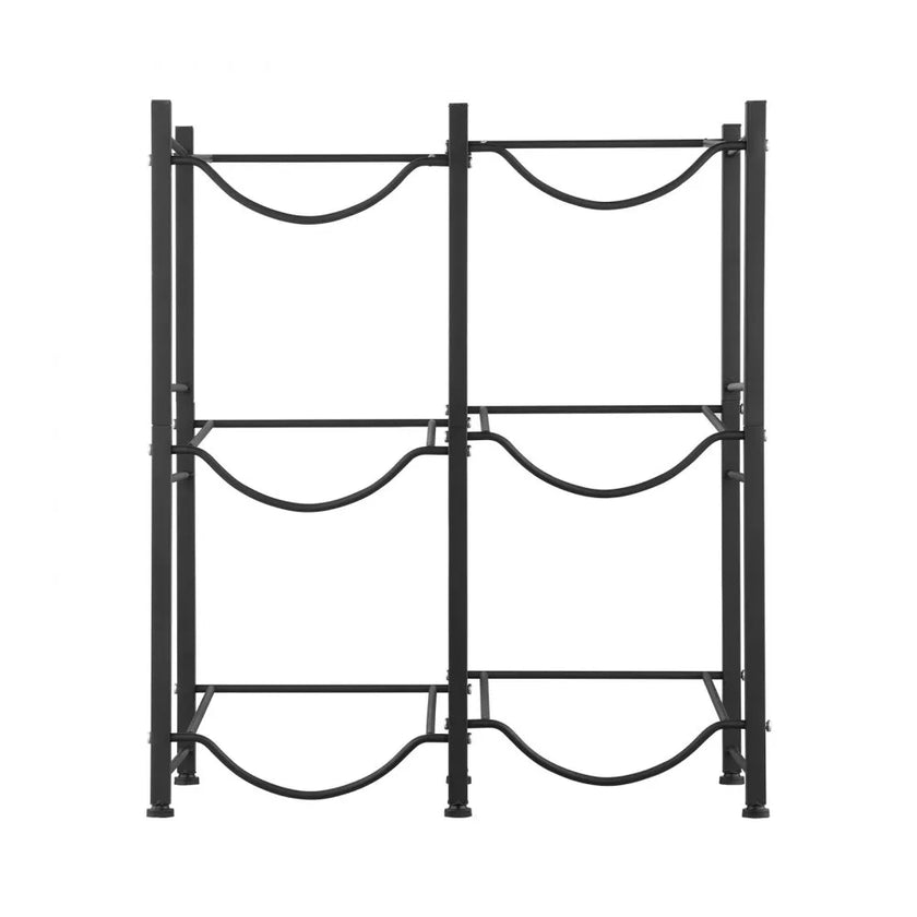VEVOR 3 Tiers Water Jug Holder Double Row Water Bottle Rack for 6 Bottles Black