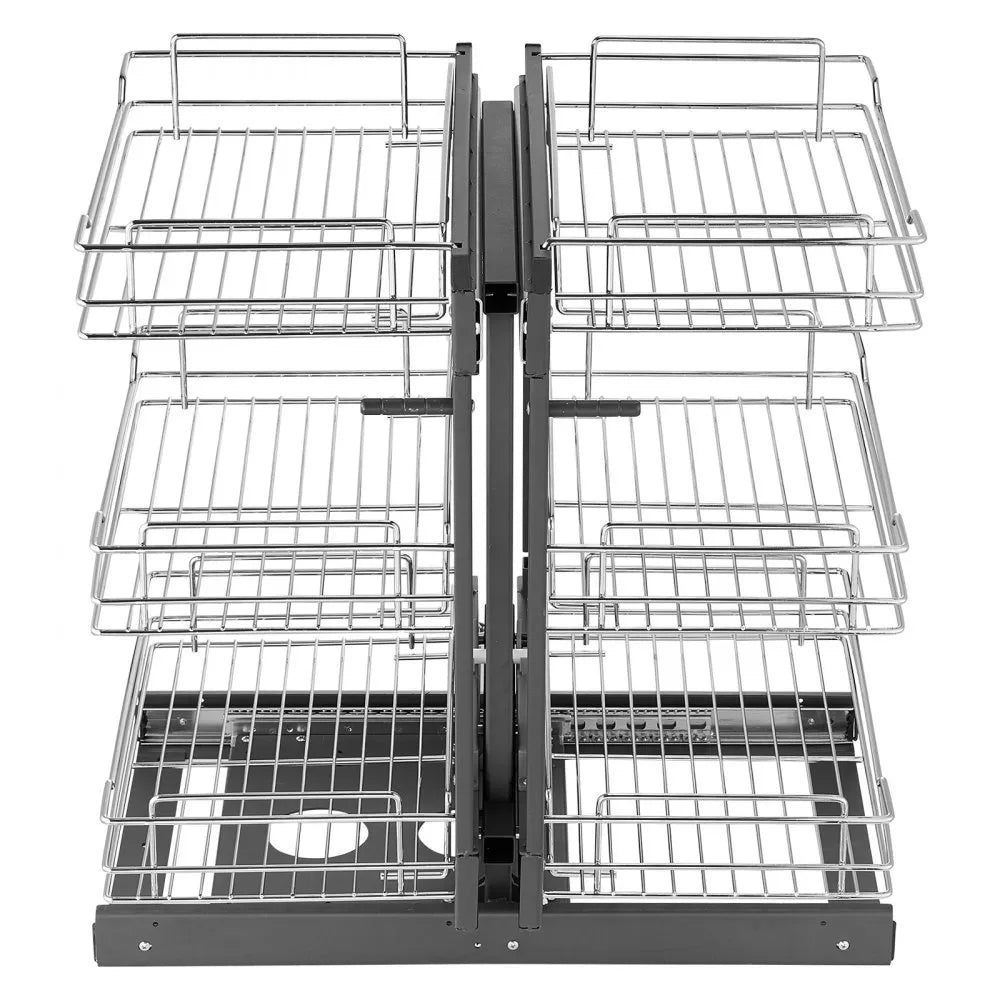 VEVOR 3 Tier Blind Corner Pull Out Organizer Chrome Kitchen Cabinet Basket