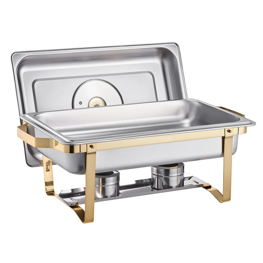 VEVOR 8 Qt 4 Pack Rectangle Chafing Dish Buffet Set Fullsize Pan Stainless Steel
