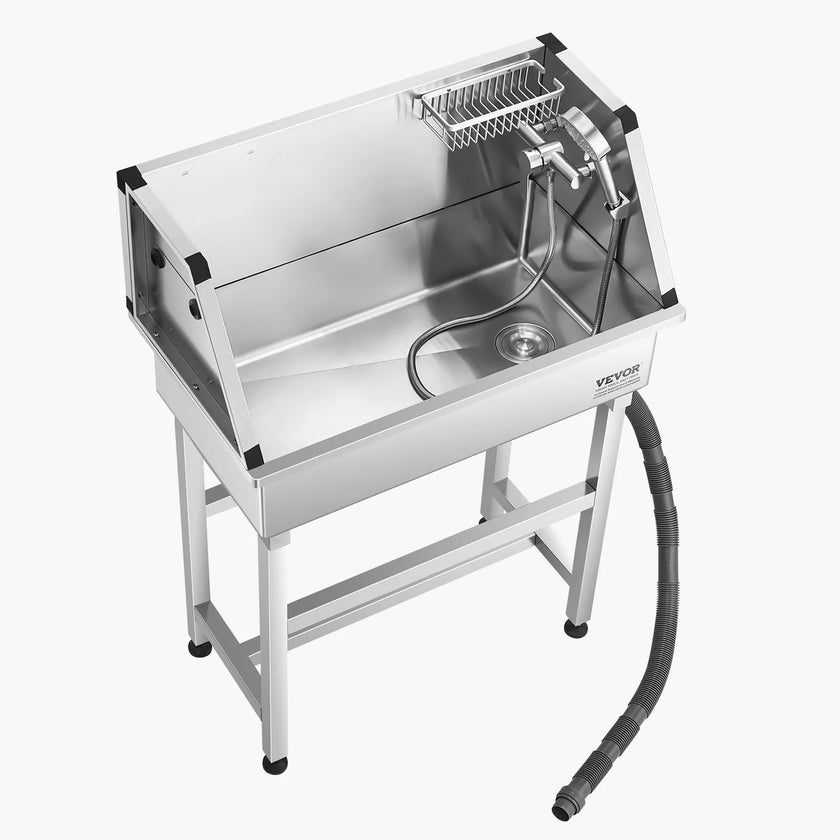 VEVOR 34 inch Dog Grooming Bath Tub Stainless Steel w Faucet for Pets