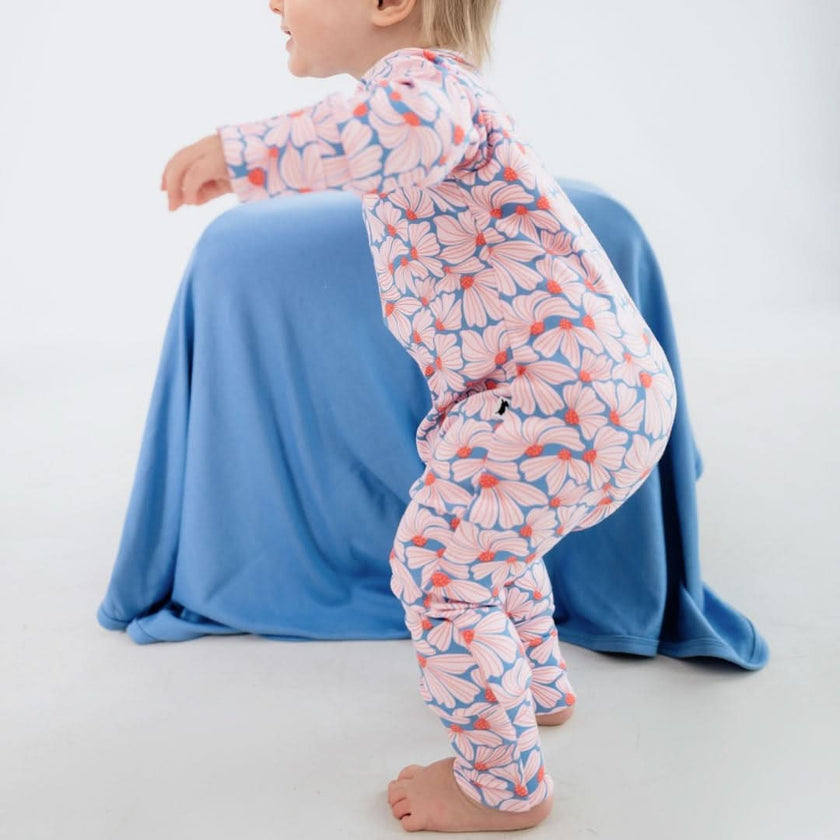 Bamboo Baby Zipper Footed Onesie | Saltwater Floral