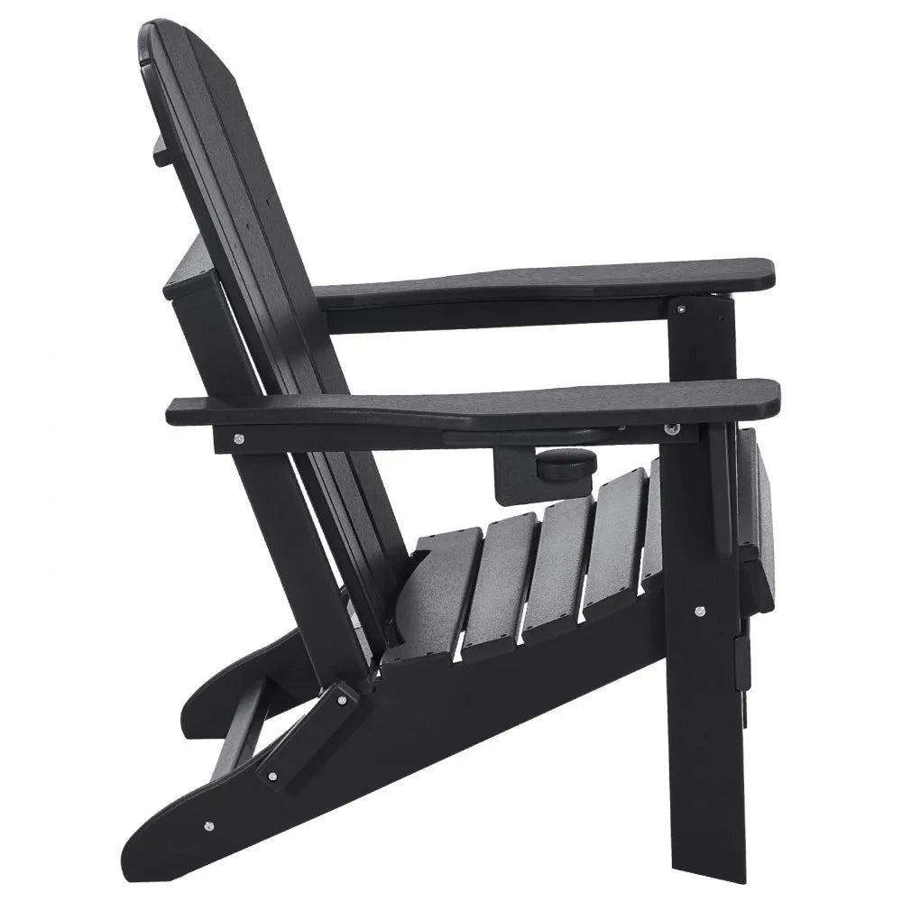 VEVOR Adirondack Chair Plastic Set of 2 All-Weather Folding Fire Pit Black