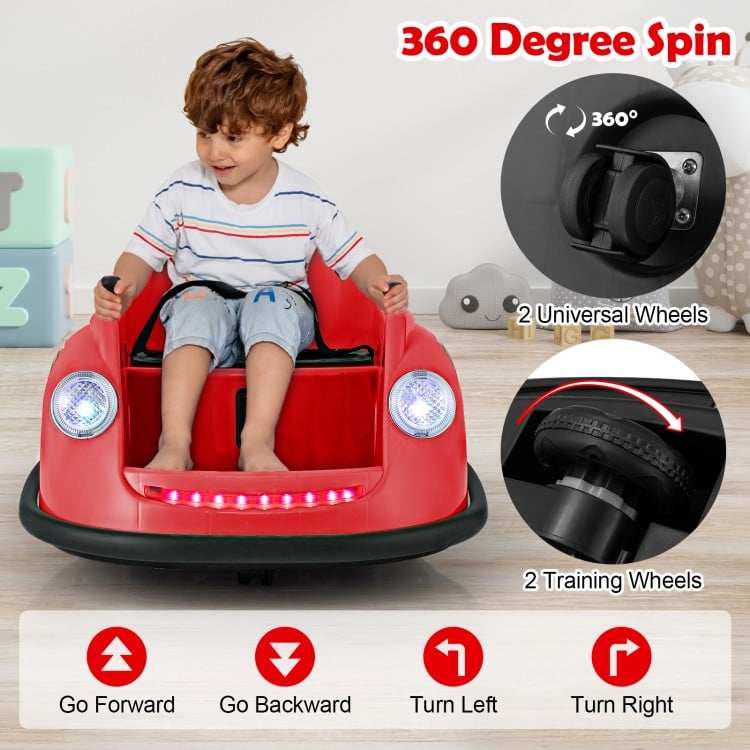 12V Electric Kids Ride on Bumper Car Battery Powered Bumping Car with Remote Control-Red