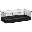 Small Animal Cage Waterproof Mat DIY Animal Playpen for Guinea Pigs Rabbits 12 Panels and Door Black