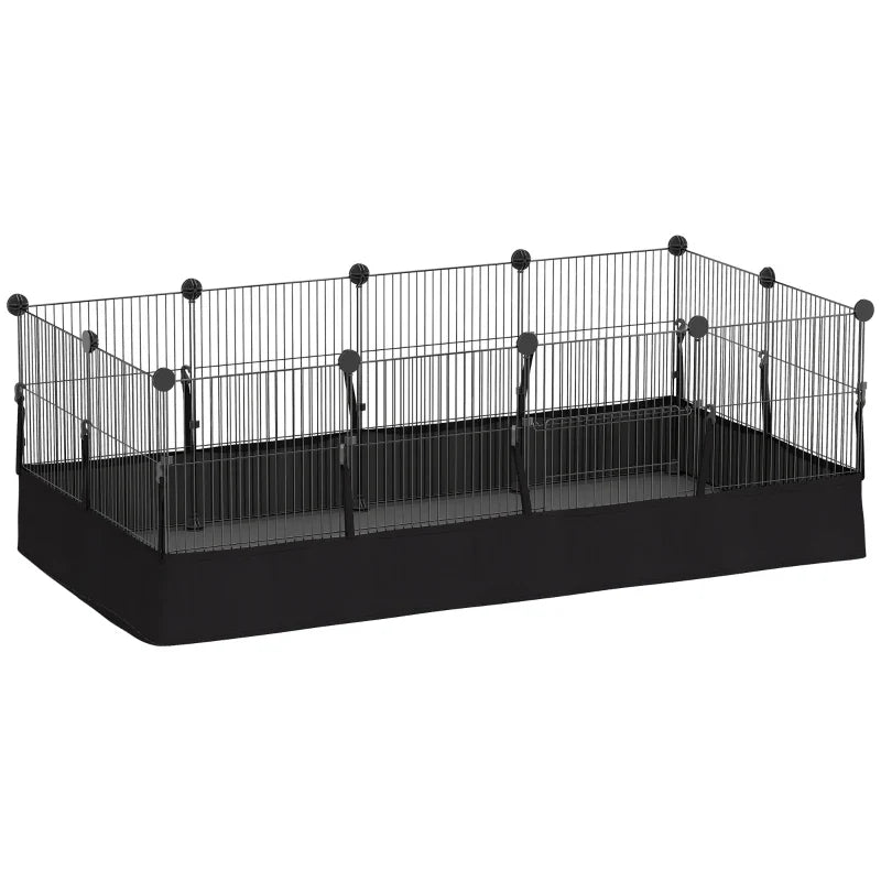 Small Animal Cage Waterproof Mat DIY Animal Playpen for Guinea Pigs Rabbits 12 Panels and Door Black