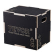 VEVOR 3 in 1 Plyometric Jump Box, 16/14/12 Inch Wooden Plyo Box, Platform & Jumping Agility Box, Anti-Slip Fitness Exercise Step Up Box for Home Gym Training, Conditioning Strength Training, Black
