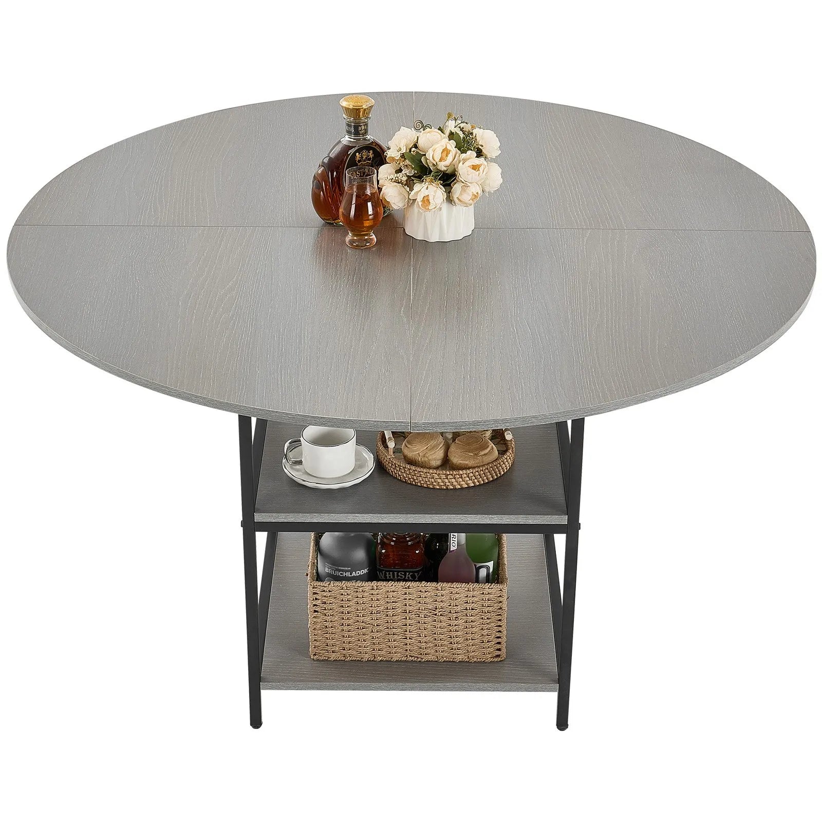 VEVOR 47 in Round Dining Table Wood Kitchen Table for 2-4 Person (Only Table)