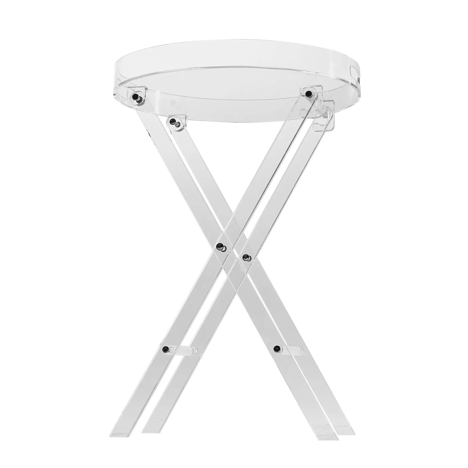 VEVOR Acrylic Folding Tray Table, Acrylic End Table with Folding X Leg, Clear Acrylic Side Table for Coffee, Drink, Food, Snack used in Living Room, Bedroom, and Study
