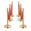 VEVOR 6 Pcs Gold Stanchion Post 4 Red Velvet Ropes Sand Injection Hollow Base
