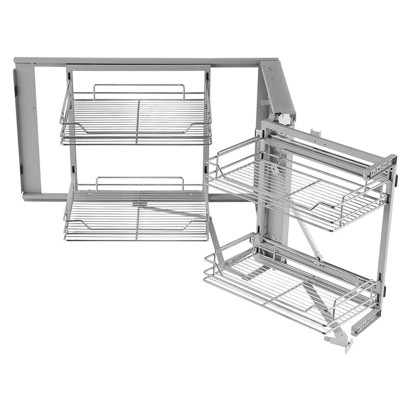 VEVOR 2 Tier Blind Corner Pull Out Organizer Chrome Kitchen Cabinet Basket