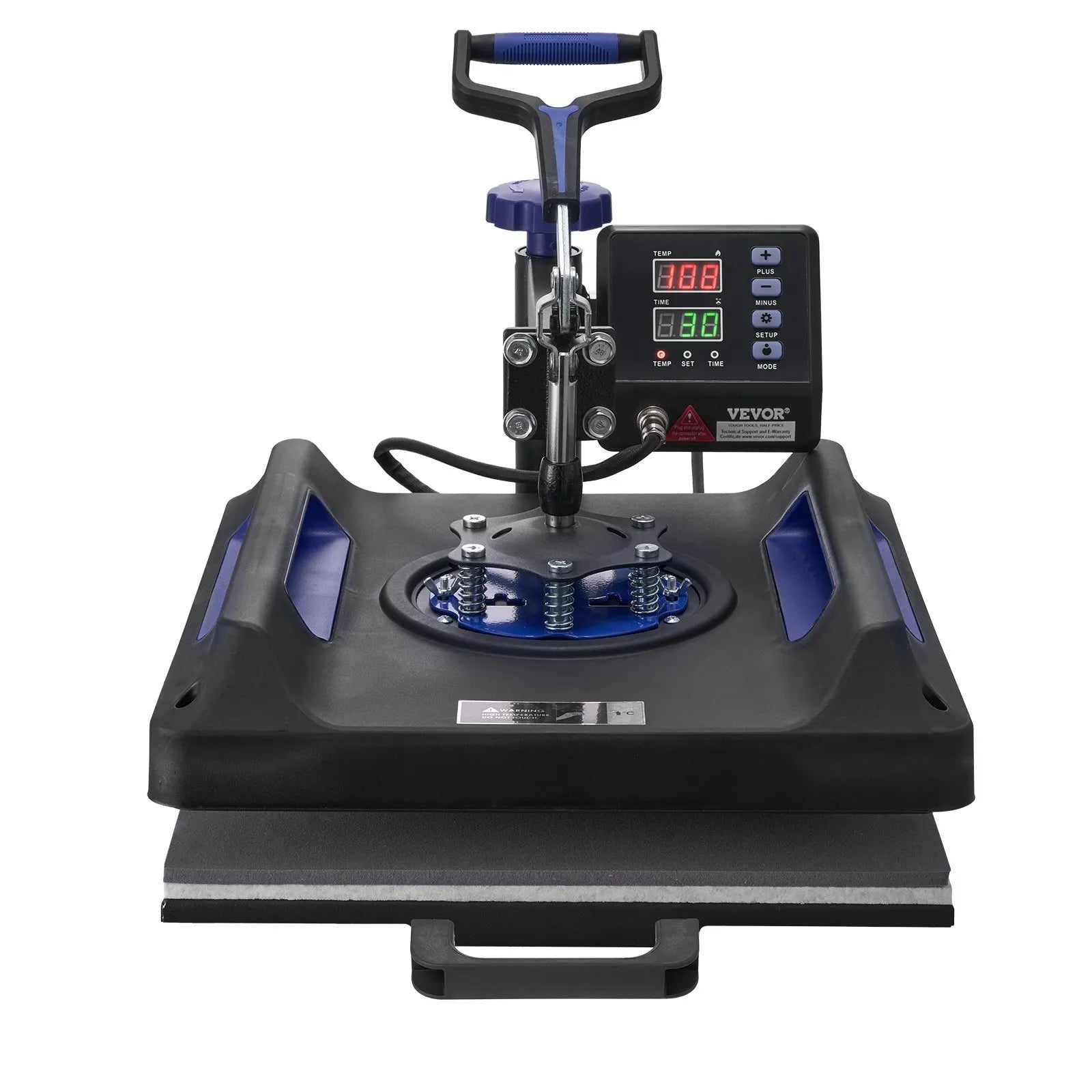 VEVOR 5 in 1 Heat Press Machine 15x15 in 30oz Tumbler Press T-Shirts Black+Blue