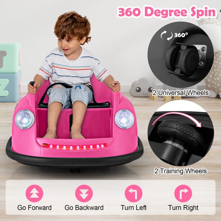 12V Electric Kids Ride on Bumper Car Battery Powered Bumping Car with Remote Control-Pink