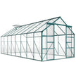16' x 8' Aluminum Polycarbonate Greenhouse Walk-in Garden Greenhouse Kit with Adjustable Roof Vent, Rain Gutter and Sliding Door for Winter, Green