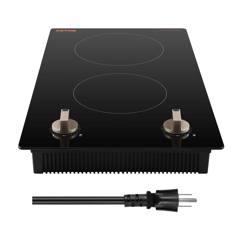 VEVOR 1800W 2 Burner Induction Cooktop Electric Countertop Burner Knob Control