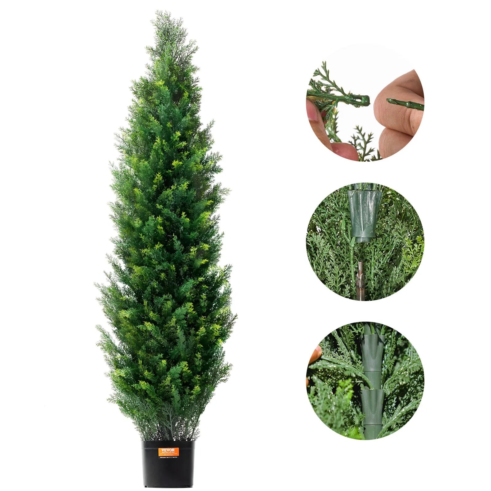VEVOR 2 Pack 5' Artificial Cedar Topiary Tree Faux Plant UV Decor In/Outdoor