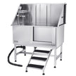 VEVOR 50 Inch Dog Grooming Bath Tub Stainless Steel w Stairs Water Filter