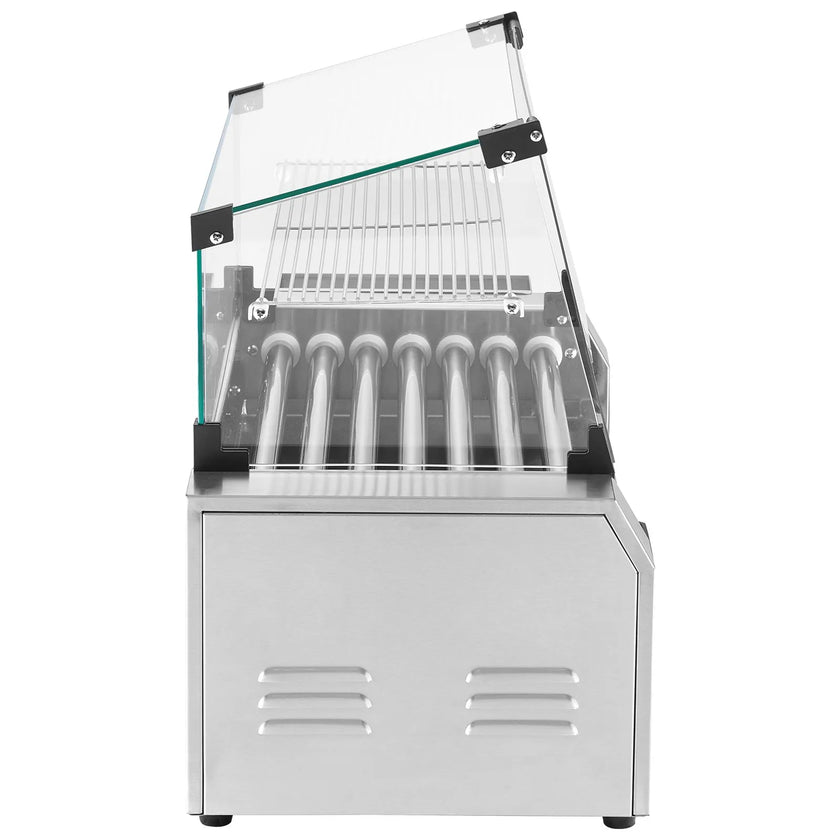 VEVOR 18 Hot Dog 7 Roller Electric Grill Cooker Machine Bun Warmer Cover 1200W