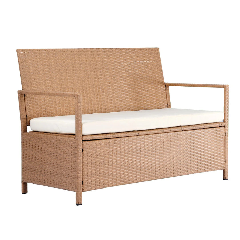 VEVOR Outdoor Storage Bench PE Rattan 70 Gal Deck Box Waterproof Outdoor Seat