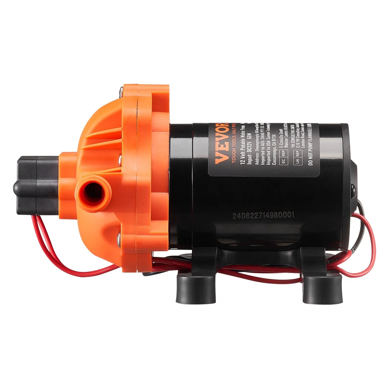VEVOR 12V Diaphragm Pump 1.8GPM 6.81 L/min 3-Chamber Water Pump Pressure Switch