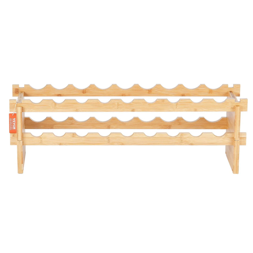 VEVOR 18 Bottle Stackable Modular Wine Rack Bamboo Wood Display Shelf 2-Tier